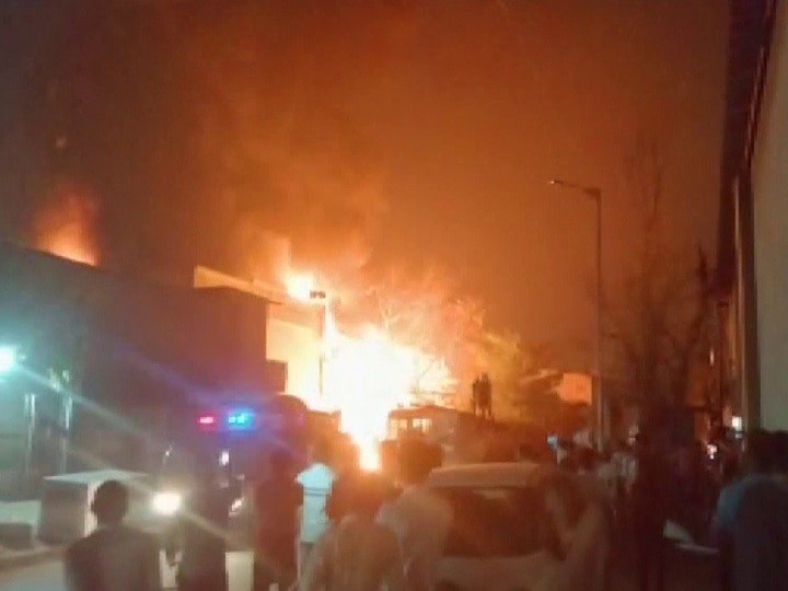 Gujarat massive fire breaks out a plastic factory Vatva Ahmedabad fire tenders