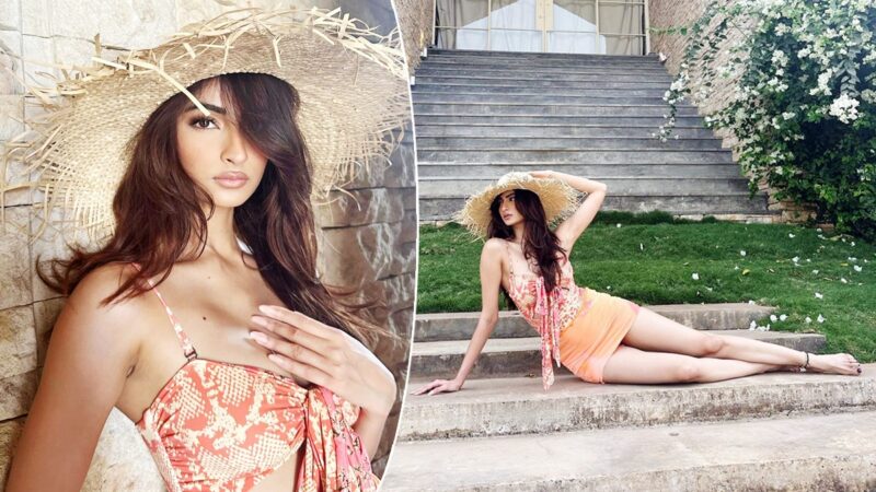 Palak Tiwari Shares Sensuous Pictures From Her Vacay in Front-Cut Orange Dress With Plunging Neckline